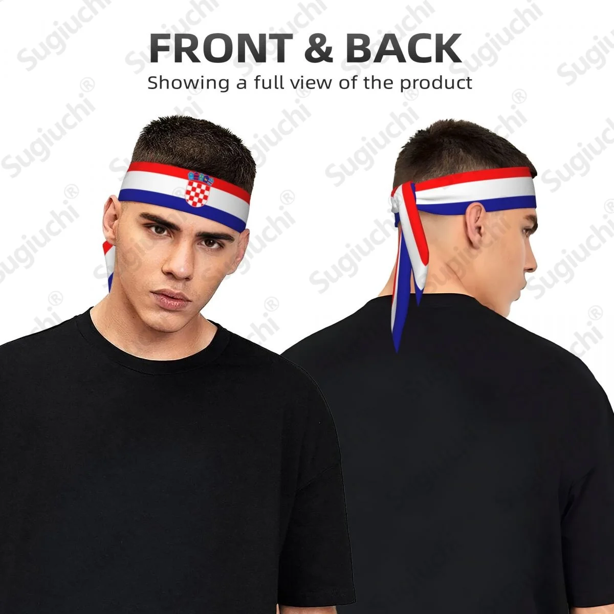 

2026 Croatia Tie Headband for Men Women Adjustable Sports Sweatband for Yoga Soccer Running Basketball Cycling
