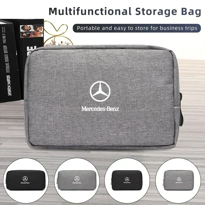 

Car Digital Storage Bag USB Data Cable Organizer For Mercedes Benz AMG A B C E S Class A180 CLK CLA GLE W212 C200 C300 W204 W205