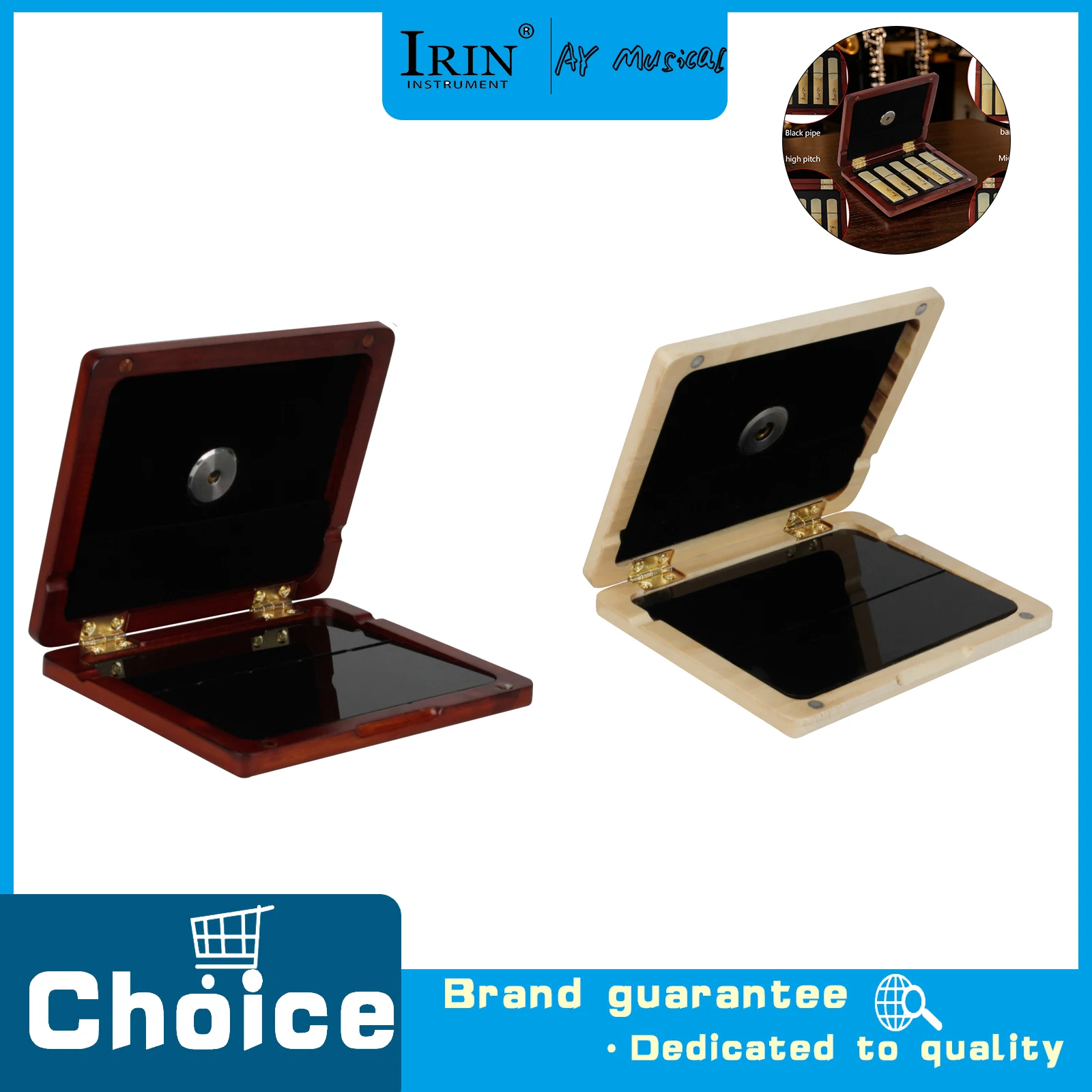 Wooden Saxophone Reeds Storage Case Saxophone Clarinet Oboe Reed Box Built-In Hygrometer for Instrument Parts Daily Storage
