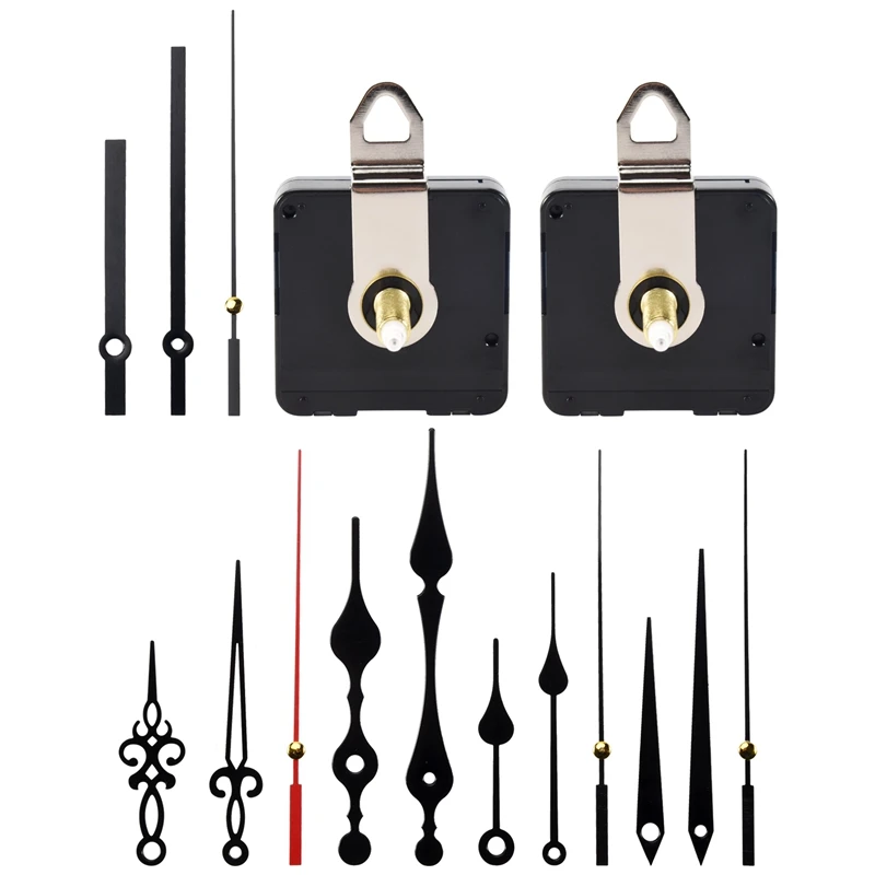 32mm Long Shaft DIY Quartz Clock Movement Mechanism with 5 Different Pairs Hands Wall Clock Repair Parts Replacement-A07G