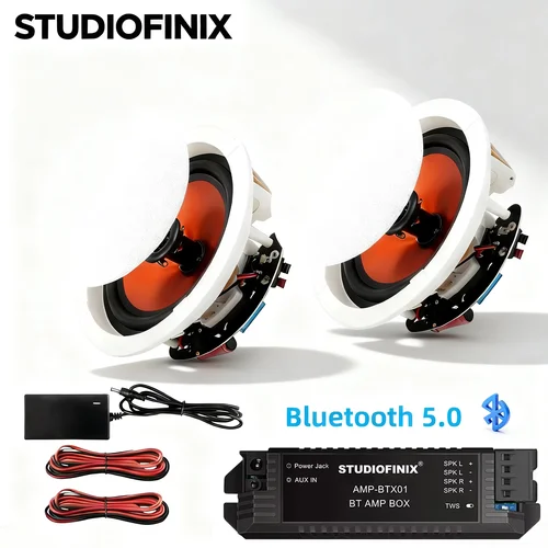 Imagen 1 del producto STUDIOFINIX 6,5 2 uds pulgadas 300W Altavoz de techo Bluetooth potencia máxima para cocina sala de estar sala de estudio sótano y Patio cubierto