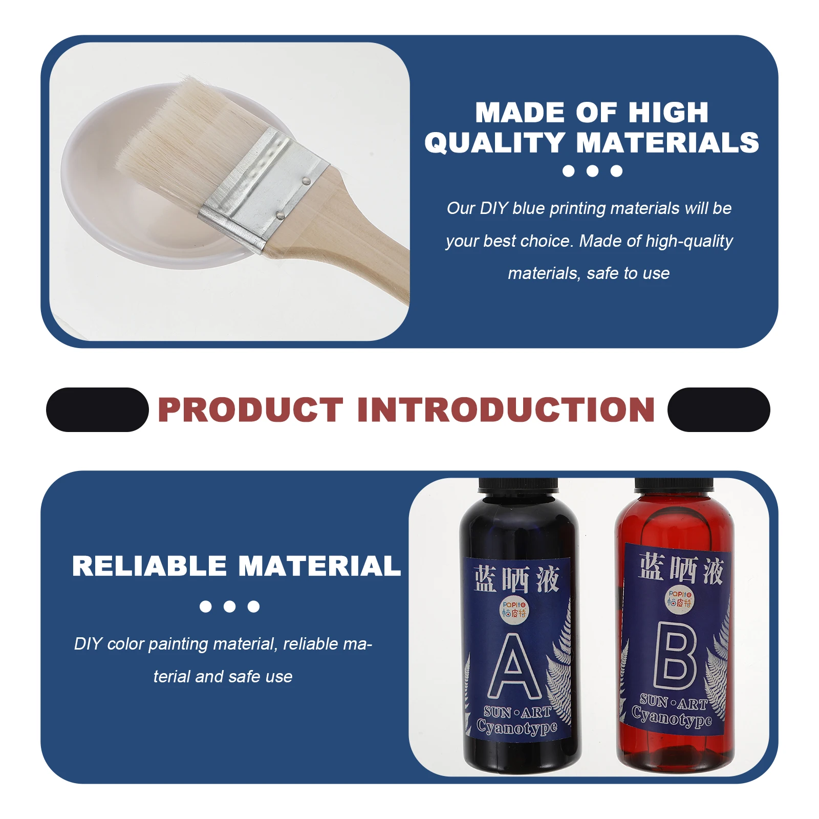 Kits de bricolaje de ciantipo, Material de impresión azul, ferricidiano de potásico, suministros líquidos para manualidades caseras, accesorios, 1 Juego