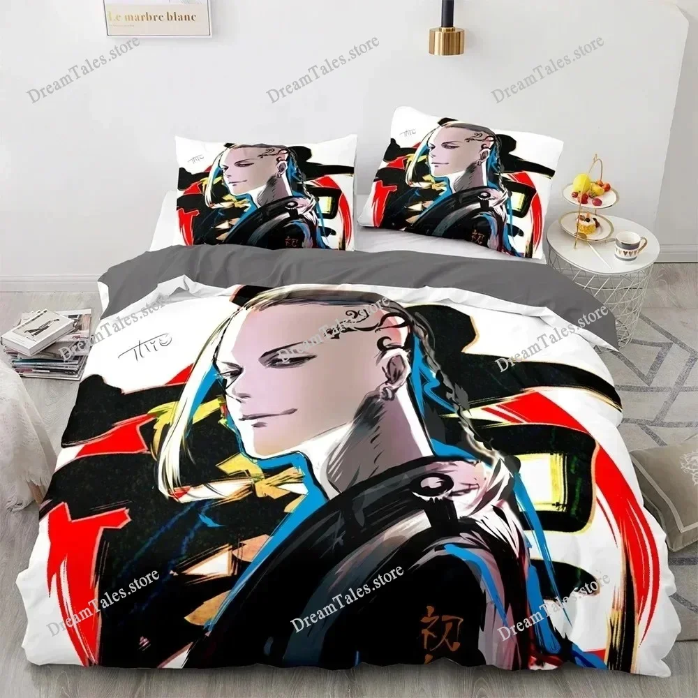 Exquisite 3D Anime Tokyo Avengers Manjiro Sano Wallpaper Print Bedding Set Duvet Cover Comforter Bed Youth Kids Girls Boys Gift