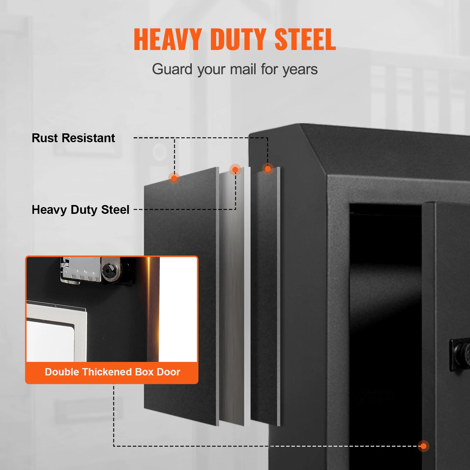 SucceBuy Through The Door Key Drop Box Heavy Duty Steel Plate Through the Door Mailbox with 12" Combination Lock Mail Drop Box