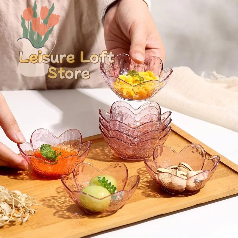 Stackable Flower Shaped Clear Plastic Bowls Reusable BPA Free for Serving Fruits Salad Kids Snack Party Gathering
