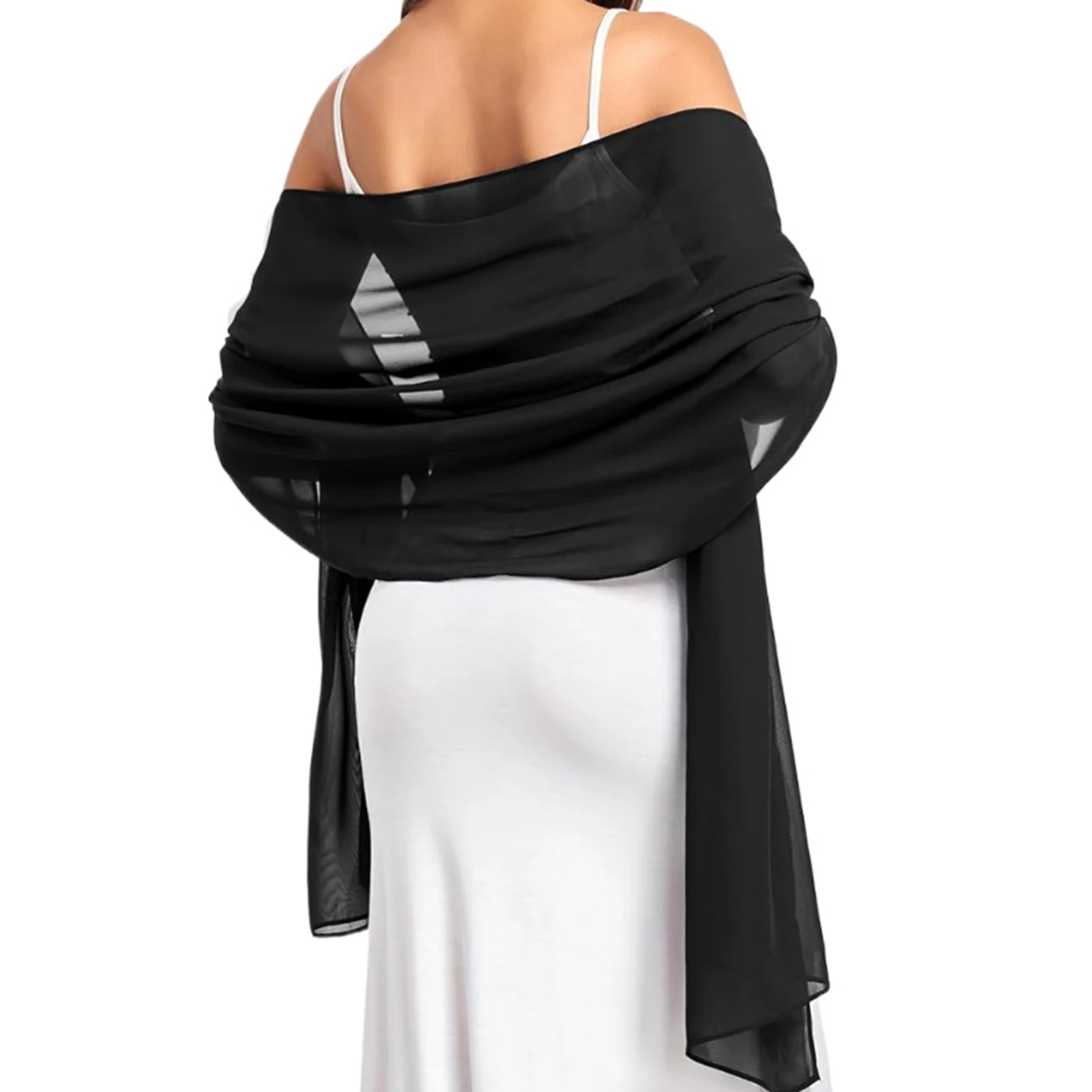 Women's Chiffon Scarf Lightweight Soft Wedding Shawl Bride Sun Protection Scarf for Outdoor Activities Women