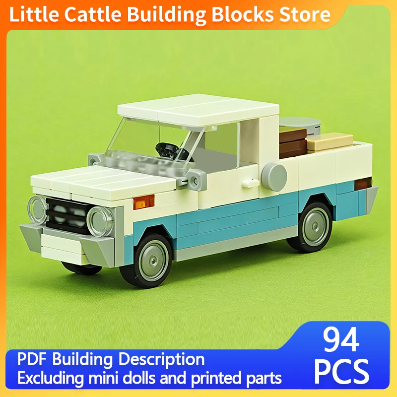 City Car Model MOC Building Bricks F100 Old-Fashioned Pickup Truck Modular Technology Children Holiday Gifts Assemble Toys Suit
