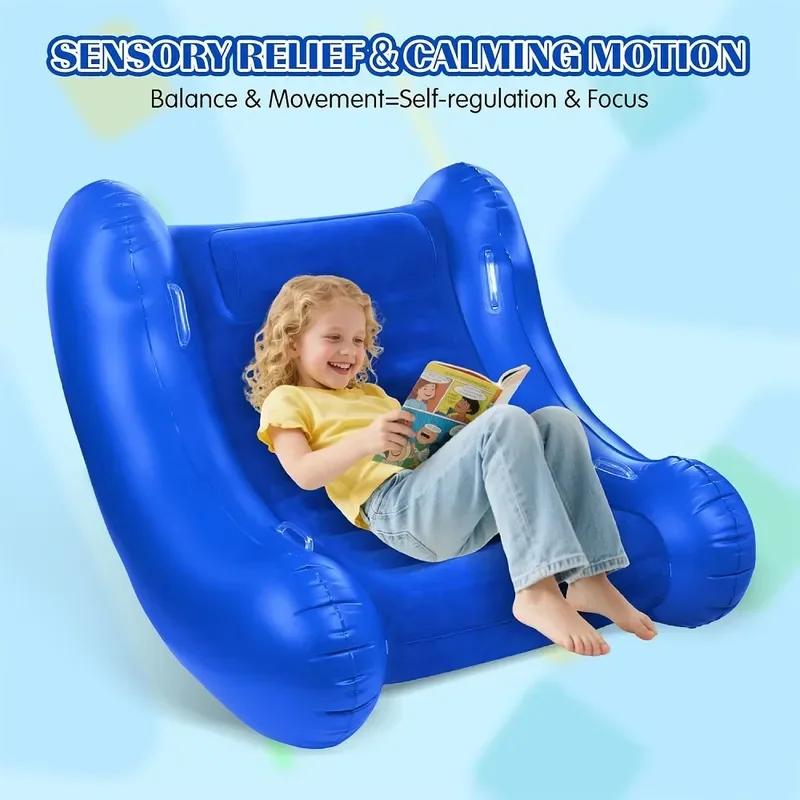 Inflatable Rocking Chair for Kids Flocked Sofa Portable Air Recliner Creative Design Children Lounge Seat Durable PVC