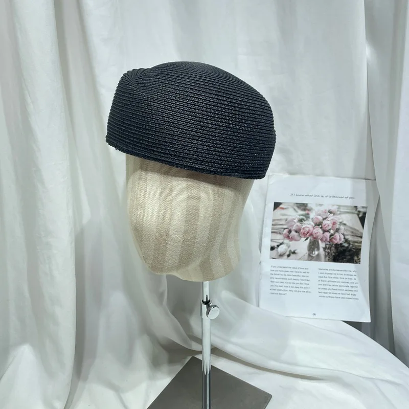New Summer Paper Straw Beret Women Hat Fedora Sun Cap Millinery Fascinator Hostess Pillbox   Hat Base Hat Designer Bonnet Enfant