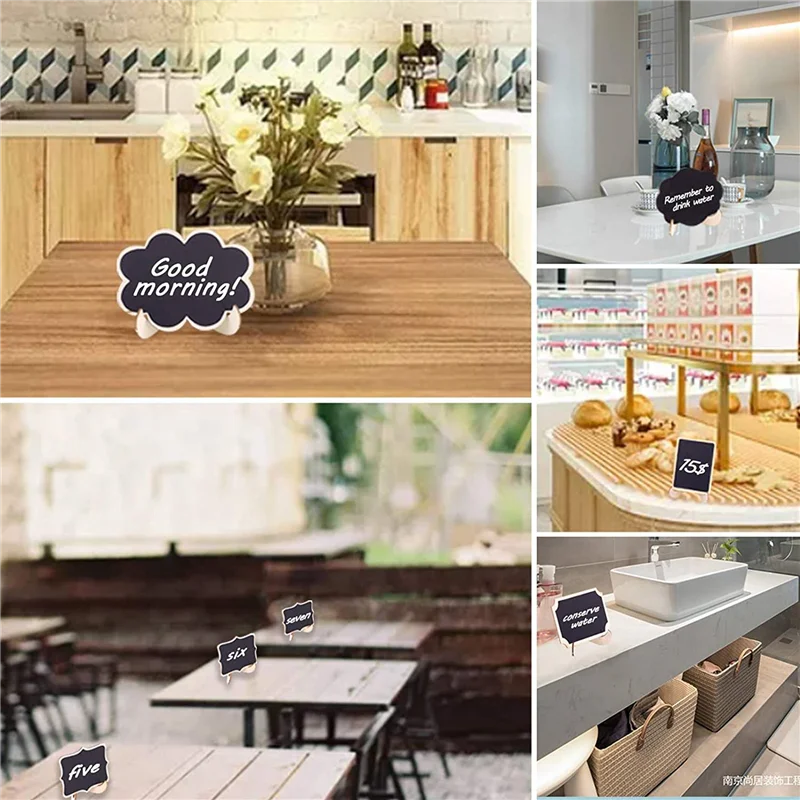 NEW-60Pcs Mini Chalkboard Sign Food Labels For Party Buffet, Wooden Small Chalk Board Signs (Rectangle Notch )