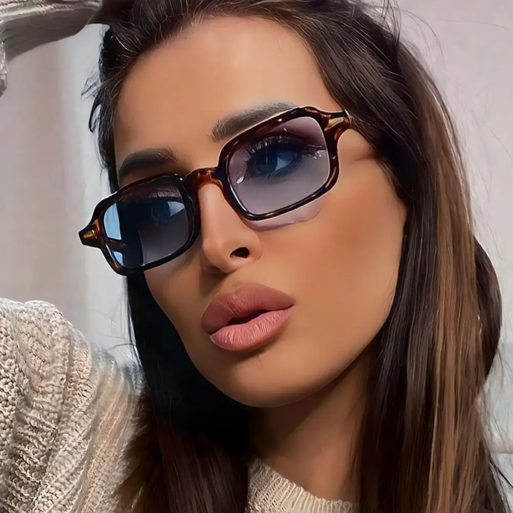 Eyewear Gradient UV400 Men Sun Glasses Women Shades Rivets Decoration Square Sunglasses