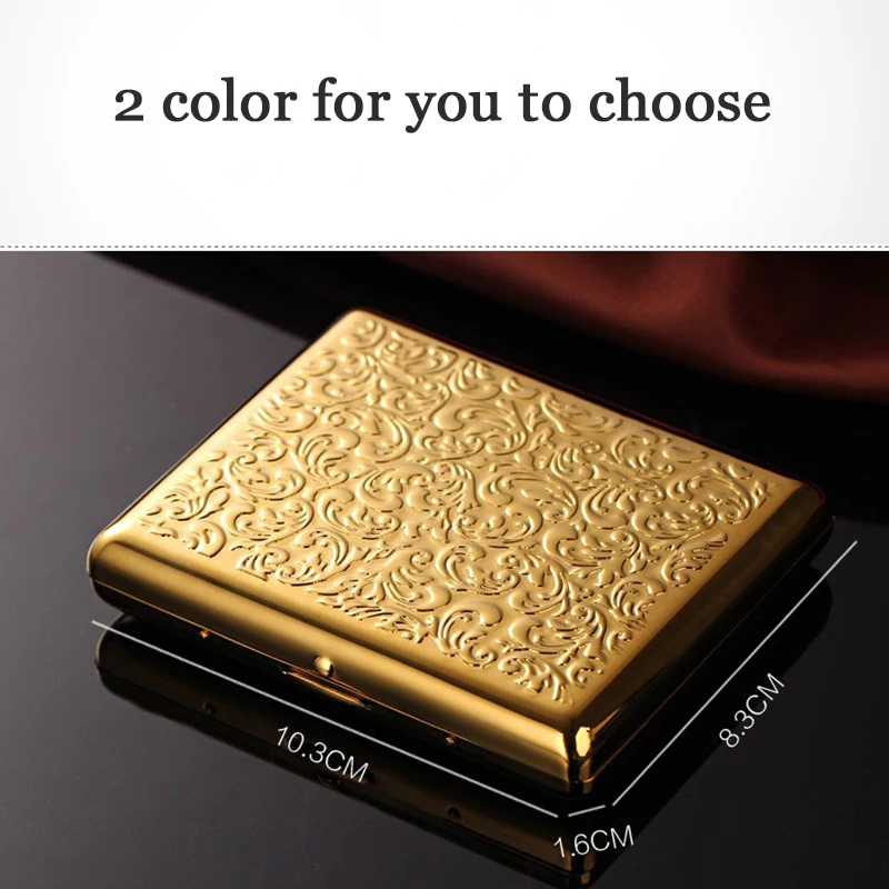 Pure Cpper Cigarette Case 20/28 pieces Capacity Men Wealth Flower Cigarette Box Holder Portable Hand-carved Smoking Accessories