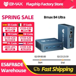 BMAX B4 Ultra Mini PC Windows 11 PC Intel N150 12GB 512GB SSD 2*HDMI 1*Type-C Ondersteunt 4K@60Hz 1000MHz Intel Graphics