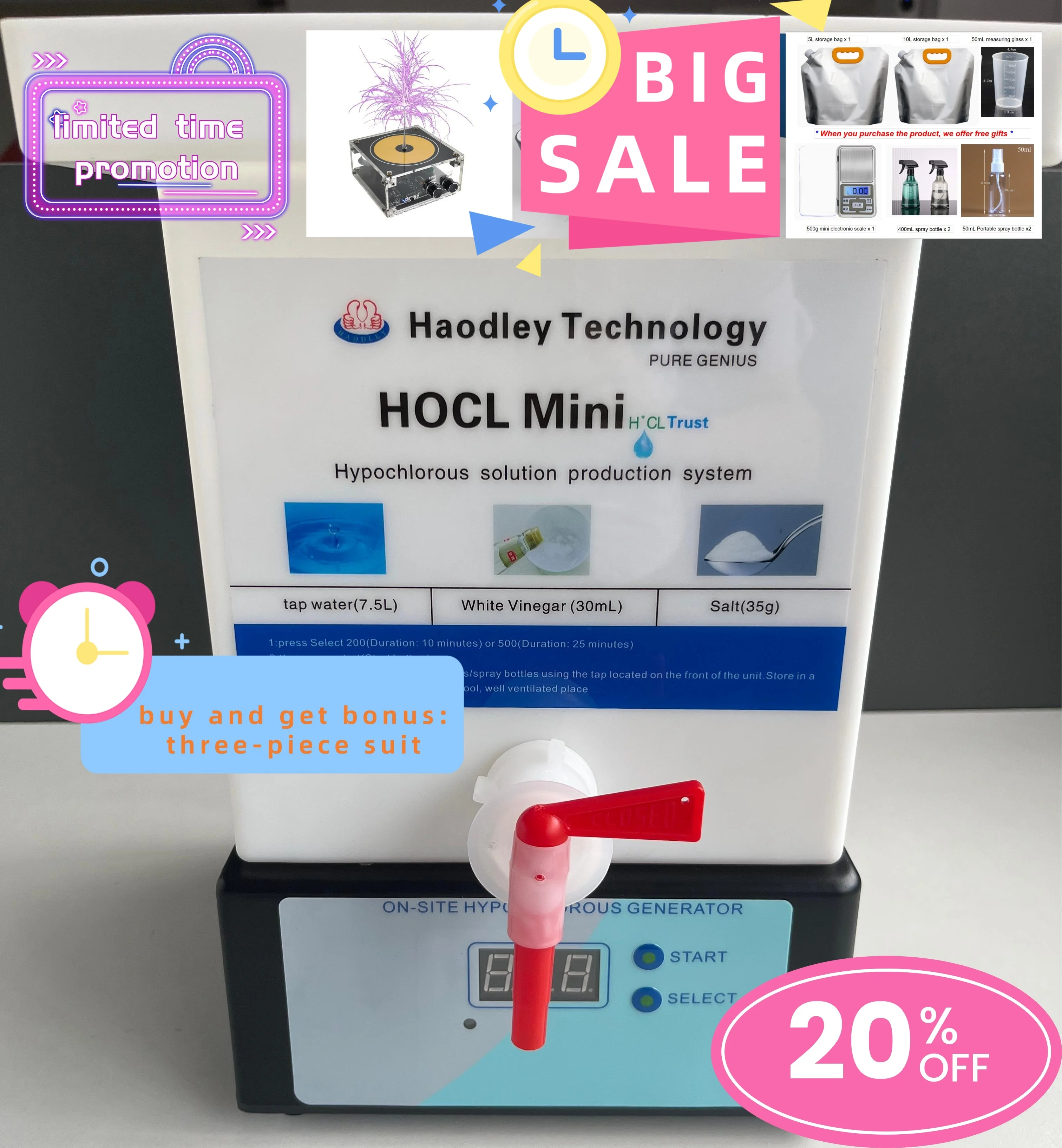 

Electrolyzed Water System-Portable Hypochlorous Acid Generator-Hypochlorous Mist-Hypochlorous Solution Generator-HOCI/HCIO/HOCL