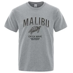 Malibu Catch Wave Sea Turtle T Shirts Men Fashion Loose Tee Clothing Breathable Casual Summer Tshirt Oversize 100% Cotton Tops