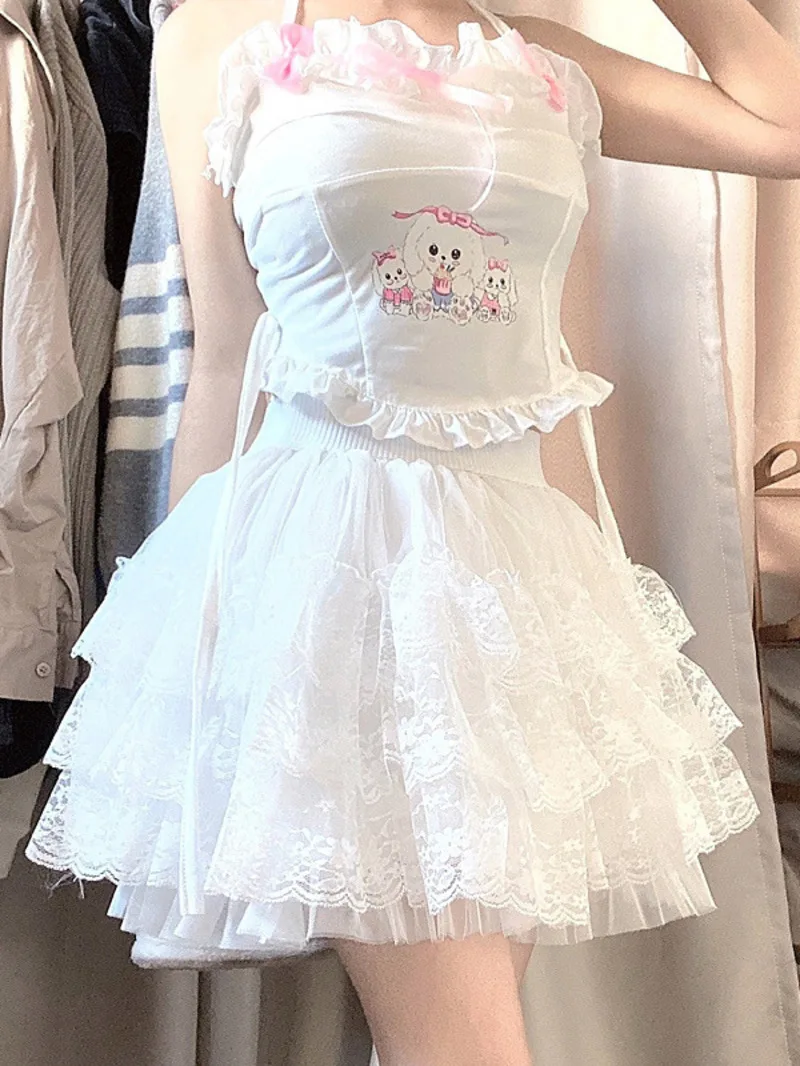 

Elastic Gothic Lace Tutu Skirt Women Black Mesh Detail Petticoat Sexy Mini Tulle Skirts Party Club Wear Dancer Sweet White X5N4