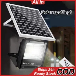 Outdoor Solar Light LED Solar Flood Light IP67 Waterproof Floodlight Remote Control High Lighting Garden Yard Garage Night Lamp