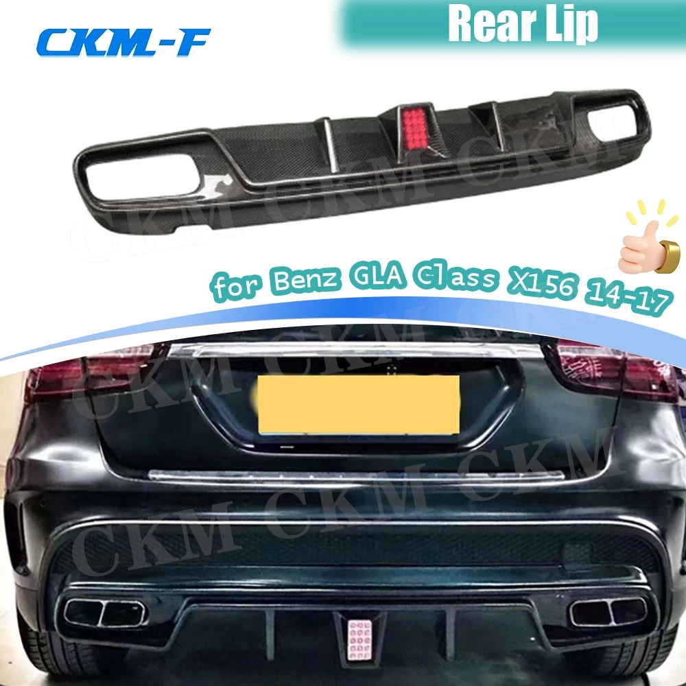 

Carbon Fiber Rear Bumper Spoiler Lip With LED Light for Benz GLA Class X156 GLA260 GLA45 For AMG Sport 2014-2017