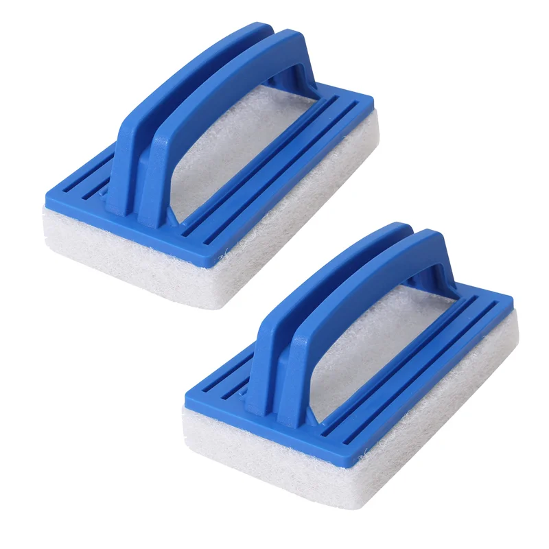 2 Pack Hand-Held Pool Scrub Brush,Scrubbing Scouring Sponge Pad for Cleaning Scrubber, Kitchen,Bathroom Tub, Shower Tile