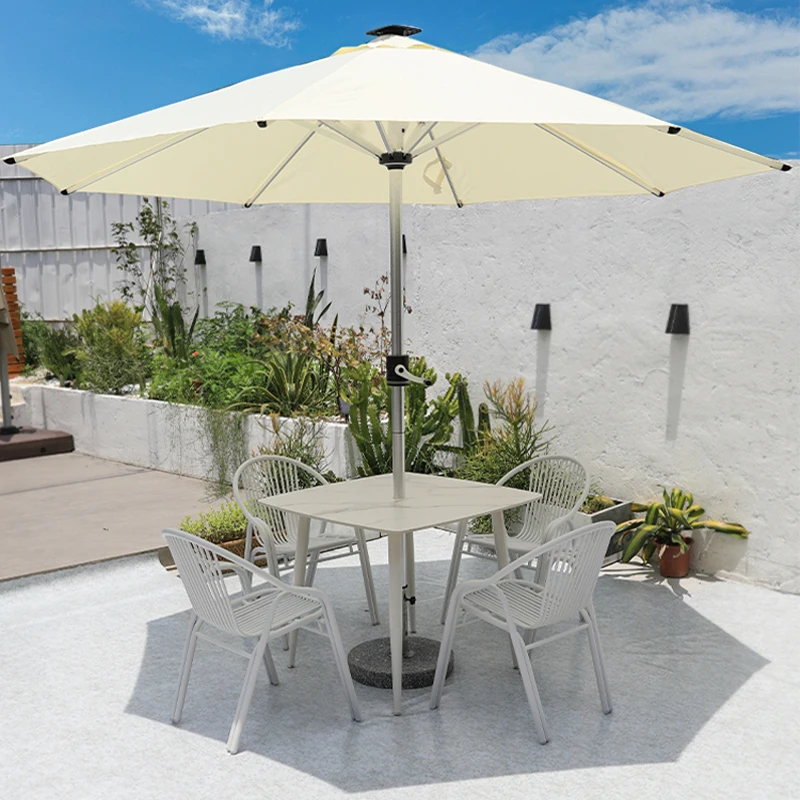 Concise & Keyword-Rich: White Outdoor Patio Furniture Set with Umbrella - Cafe Bistro Garden Table & Chairs Patio Furniture Set