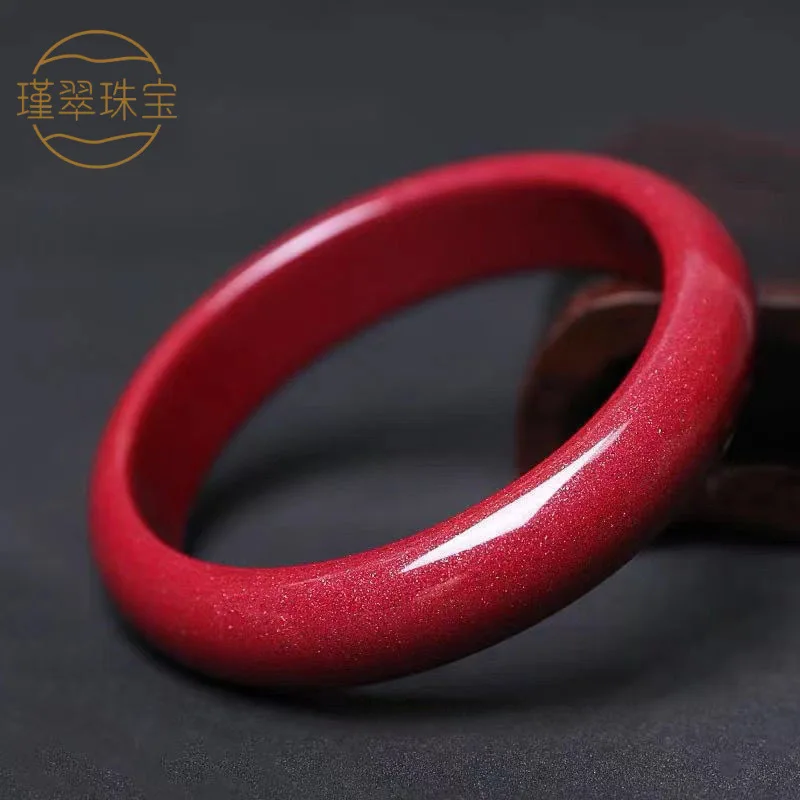 Natural Red Cinnabar Bangle Healing Gemstone Bracelet Women Fine Jewelry Genuine Energy Stones Cinnabar Crystals Bangles