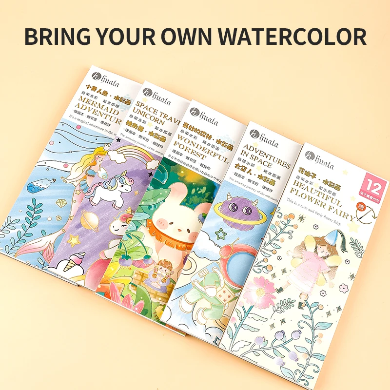 Kawaii Coloring Books Kid Watercolor Paper Comes With Paint Portable for Adults Gouache Kid Art Painting Supplies Artist Set