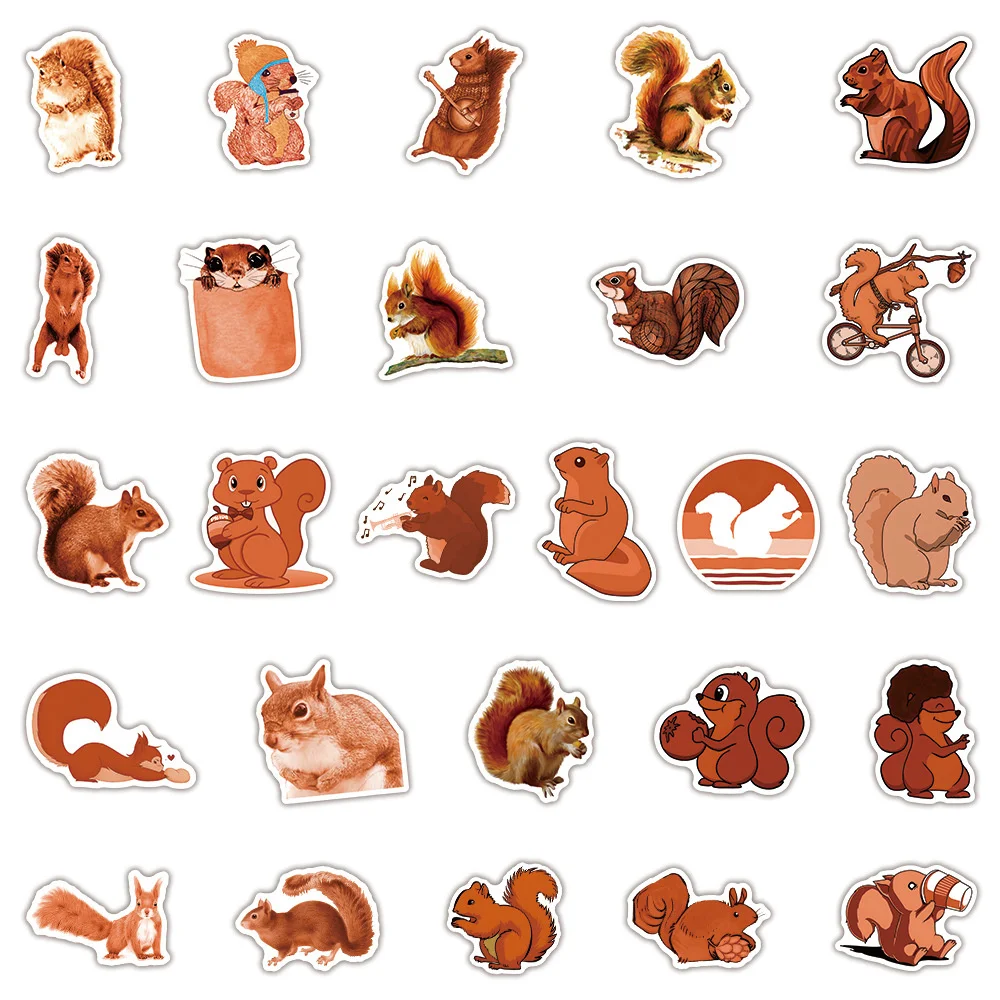 10/30/50PCS Cartoon Squirrel Small Animal Graffiti Waterproof Sticker Personalized Creative Decoration SkateboardGuitarWholesale