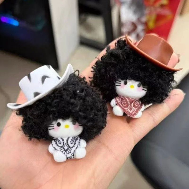 

Cute Hello Kitty Explosion Head Series Mini Keychain Cartoon Black Skin Kt Phone Strap Kawaii Backpack Zipper Accessories Gift