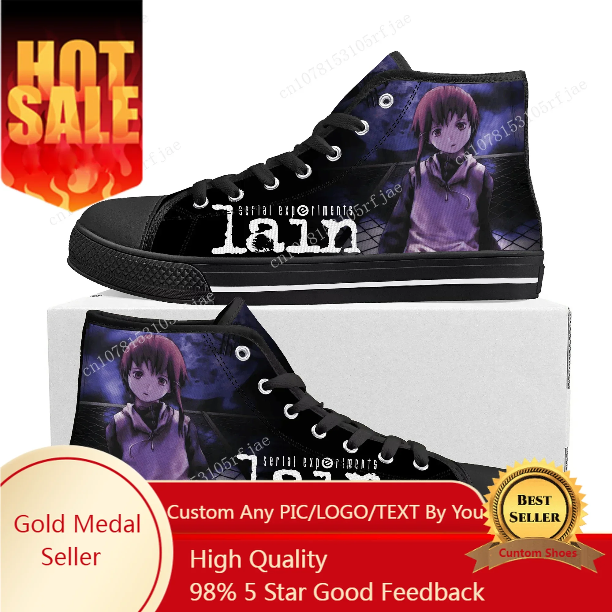 

Serial Experiments Lain High Top Sneakers Cartoon Game Men Women Teenager High Quality Canvas Sneaker Custom Built Couple Shoes