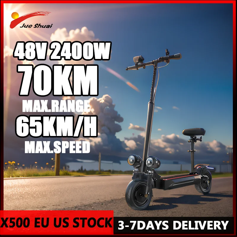 X500 2400W Powerful Dual Motor Electric Scooter 65KM/H Maximum Speed Foldable E Scooter Dual Shock Apsorption for Adults