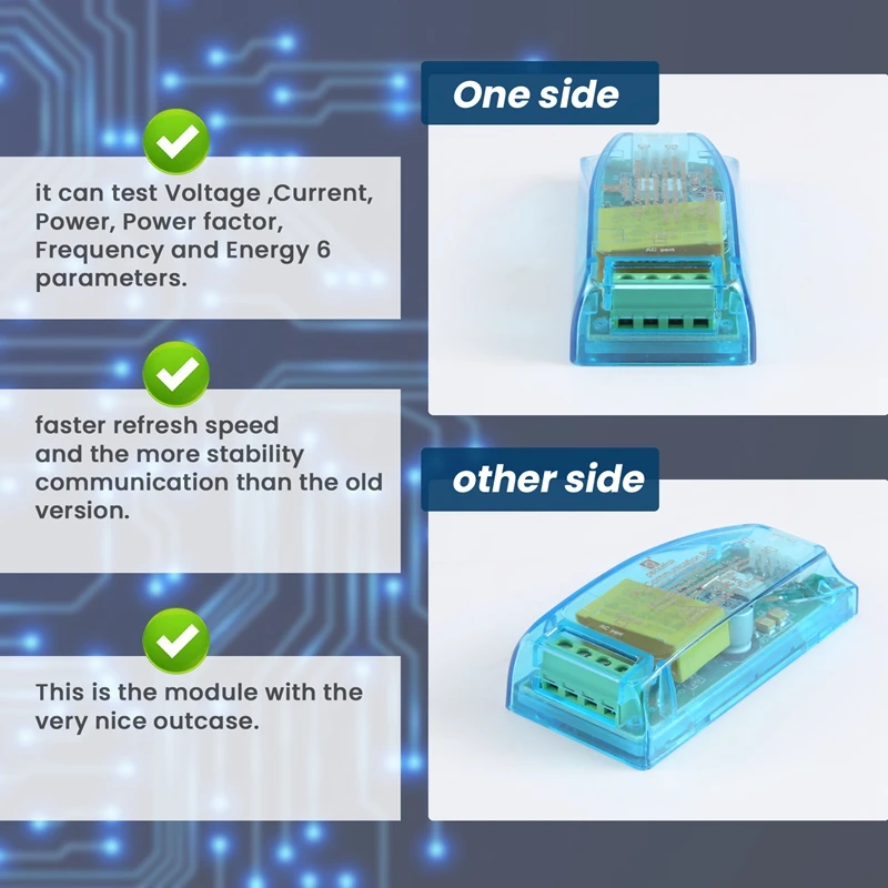 عداد طاقة Peacefair-TTL Modbus-RTU ، إصدار ، أحادي الطور ، 100A ، فولت كهربائي ، أمبير ، حقيقة طاقة التردد