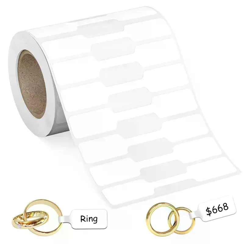 Kraft Paper Ring Necklace Earring Price Label 500PCs/Roll Price Stickers Jewelry Price Tags Self Adhesive White Blank Sticker