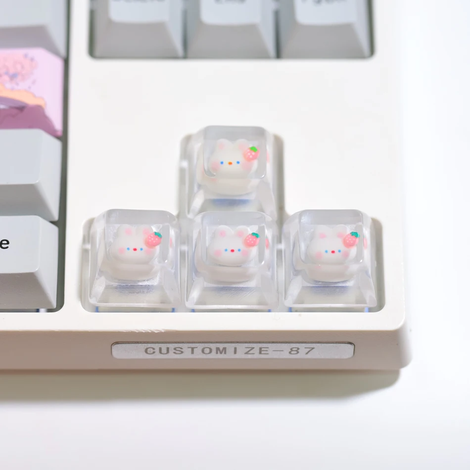 

Translucent Keycaps (4-Piece Set) Resin Rabbits DIY for MX Mechanical Keyboard Personalized Arrow Key Replacement New Model