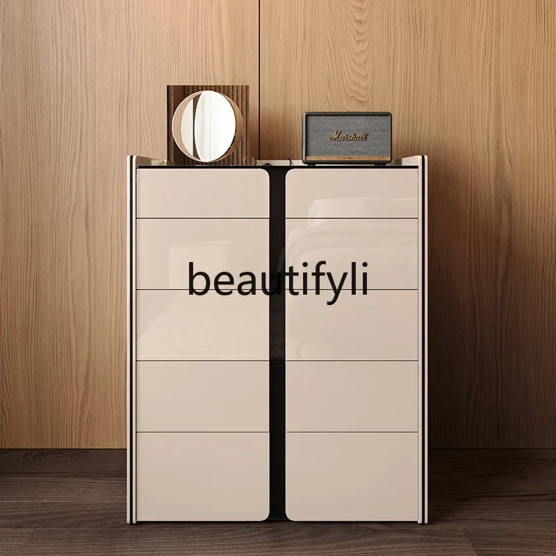 

Italian light luxury five or six chest cabinets, bedroom storage, modern wall entrance locker