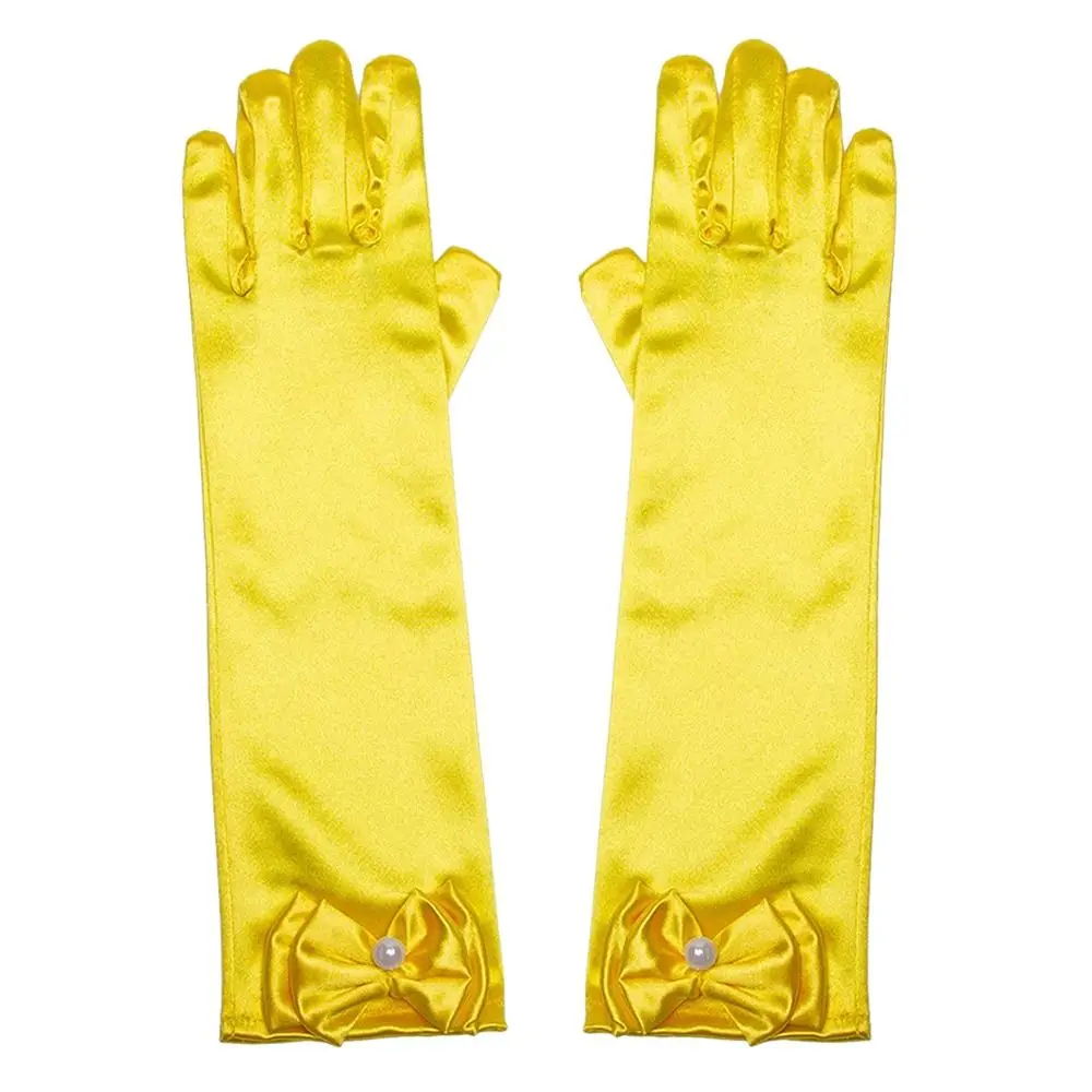 Children's Wear Satin Sequins Children Long Gloves Full Finger Mittens Stage Gloves Skirt Accessories