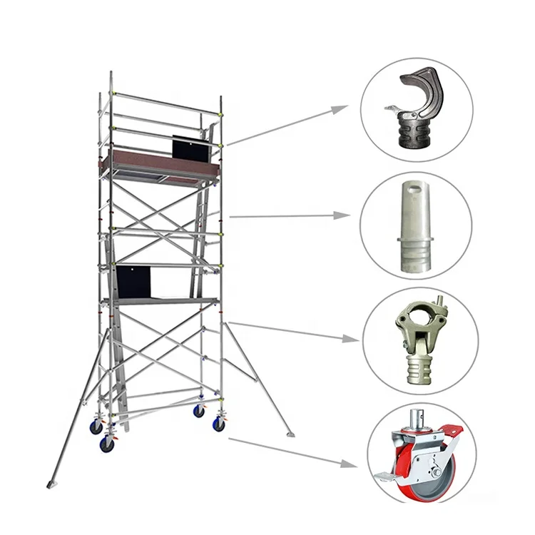 

Industrial China Aluminium Ladder Scaffold Mobile Scaffoldings Light Aluminum Alloy Working Platform Building Construction