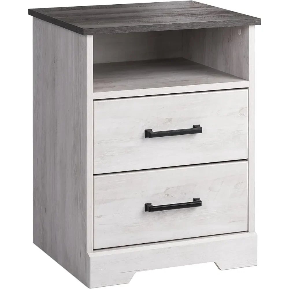 

Farmhouse Nightstand With 2 Drawers and an Open Cubby Furniture Office Bedside Table Bedside Tables for the Bedroom