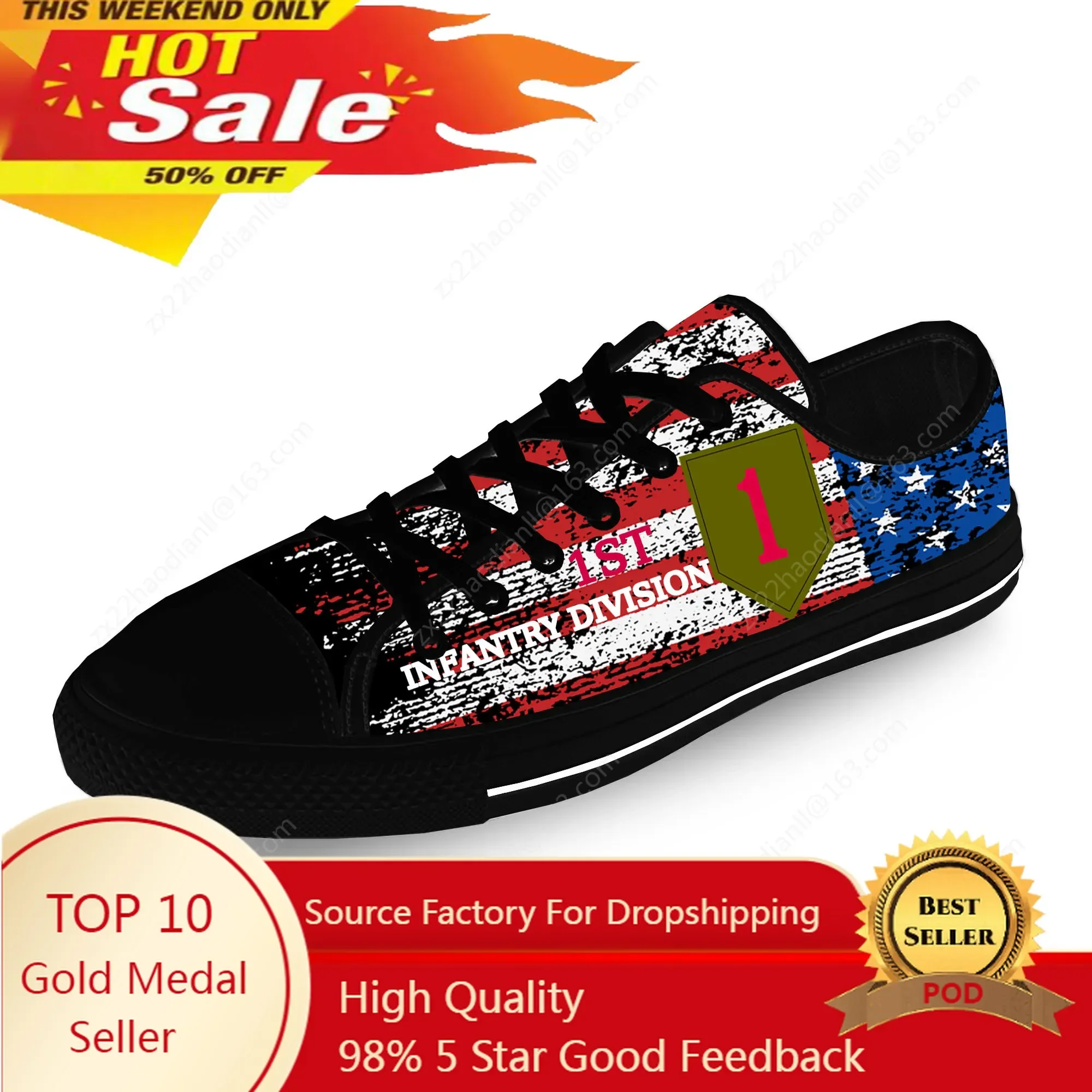 1ST Infantry Division Low Top Sneakers Mens Womens Teenager Casual Shoes Canvas Running Shoes 3D Print Lightweight Shoe