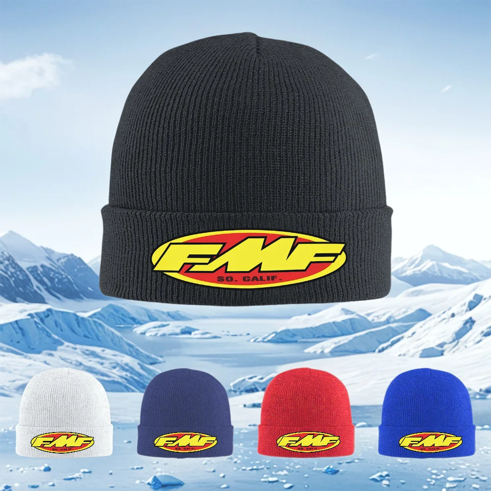 FMF logo yellow red design Men Women Unisex Knitted Hat Beanie Pullover Cap Winter Thermal Warm Christmas Outdoor Cycling Hiking