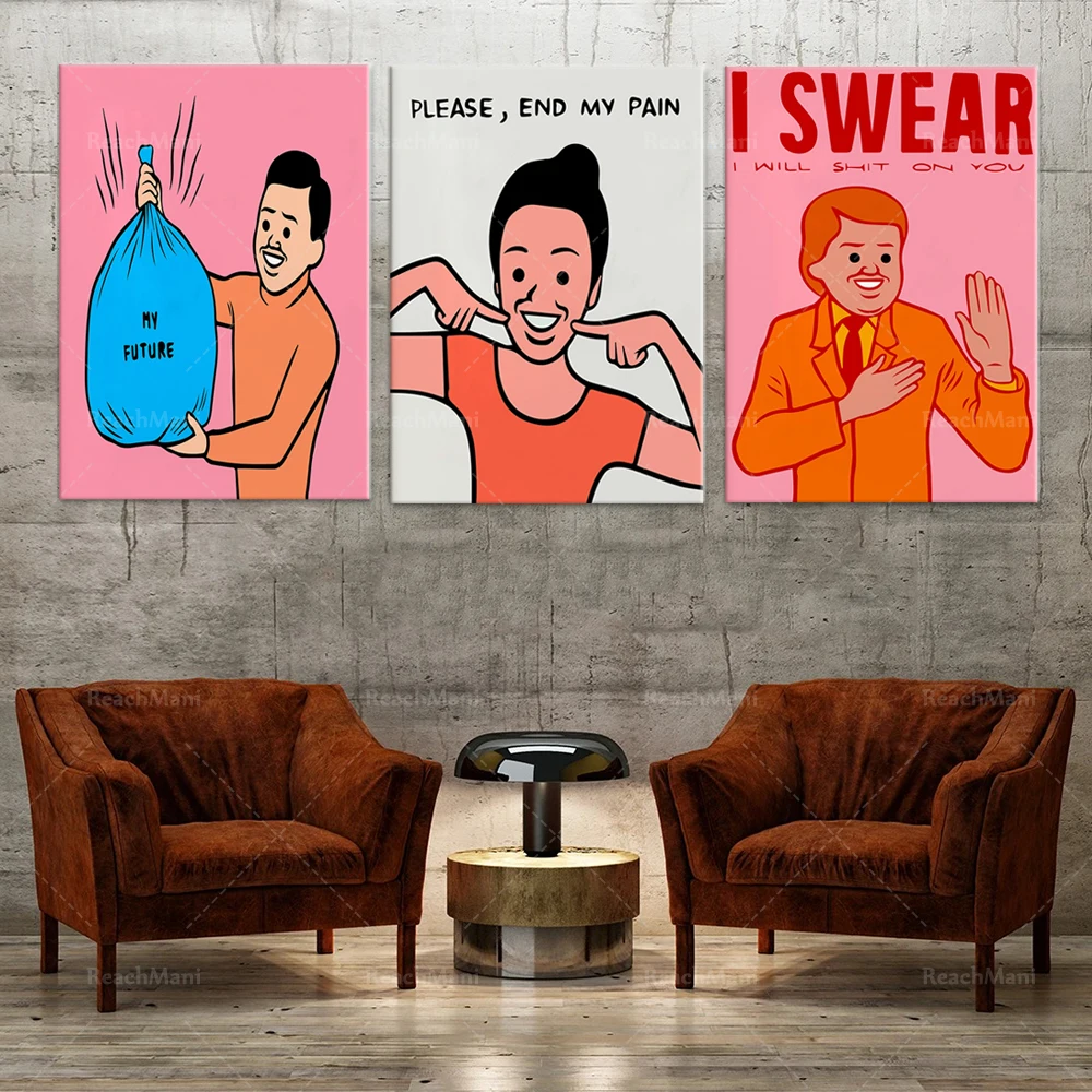 Joan Cornellà Prints, I Swear Prints, Please End My Pain, My Future, Caricature, Contemporary Art Funny Humor Art Modern Poster