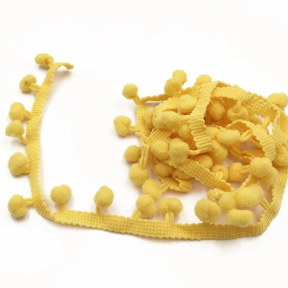 20Yards 20 Yards Length Pom Pom Lace Trim Soft Ball Texture Pom Pom Design Ball Tassel Fringe 1cm Mini Size DIY Craft Trim