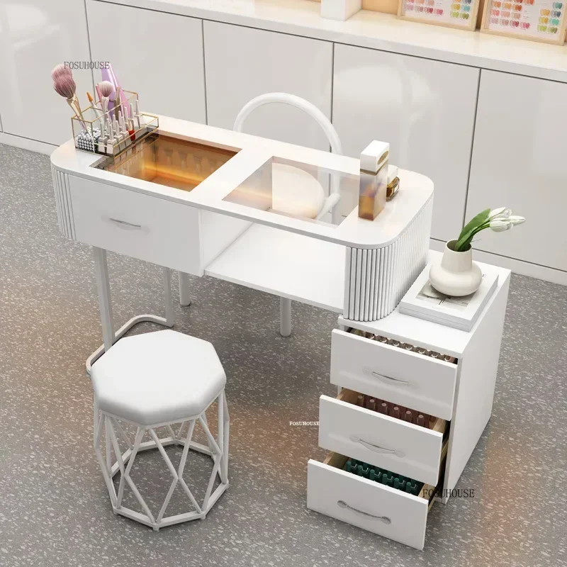 

Customizable Light Luxury Nail Tables Salon Furniture Cream Style Nordic Professional Manicure Home Simple