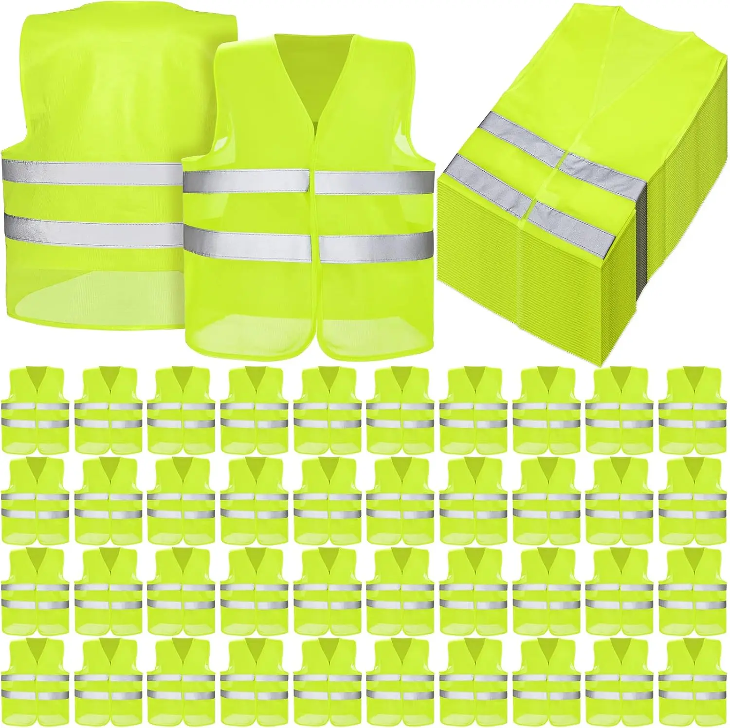 

High Visibility Safety Vest Reflective Mesh for Men Women Work Cycling Runner Neon Bulk