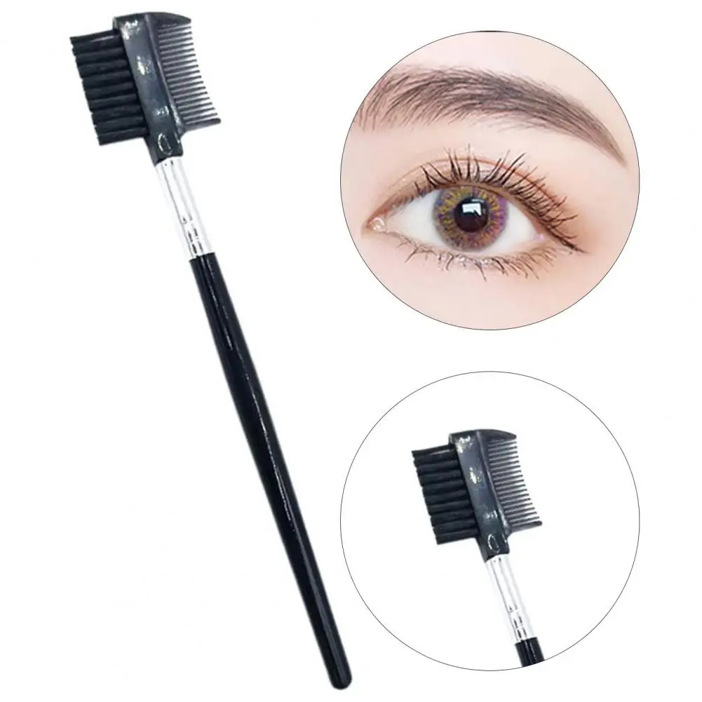 Peine de cejas negro fácil de llevar, cepillo de cejas de belleza de doble cabeza útil, cepillo de pestañas de belleza de doble cabeza para mujer