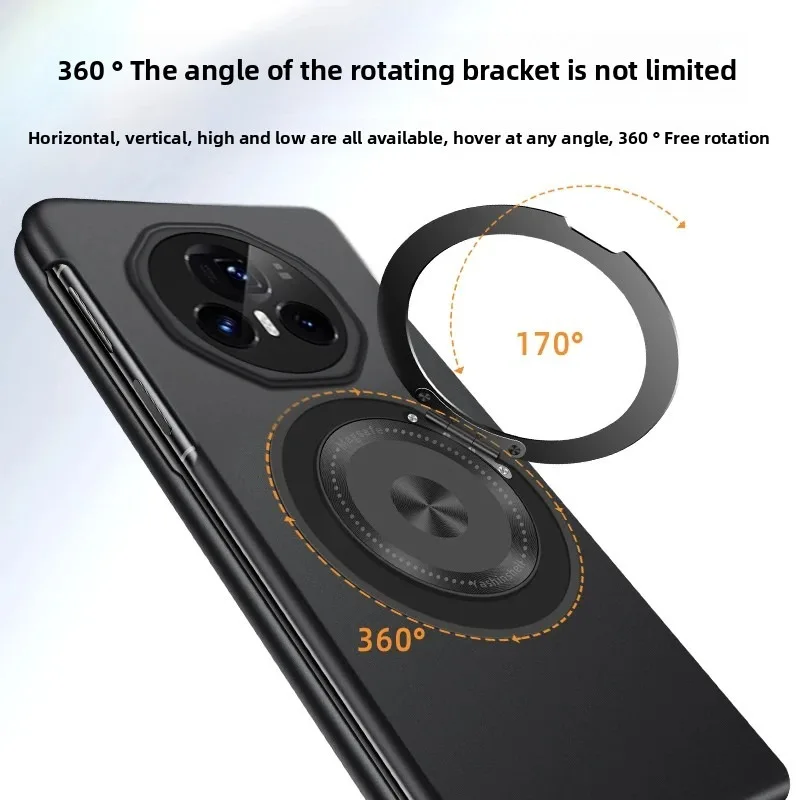 حافظة هاتف Honor Magic V3 V2 5G، طلاء معدني فاخر مقاوم للصدمات 360 °   غطاء حامل دوار