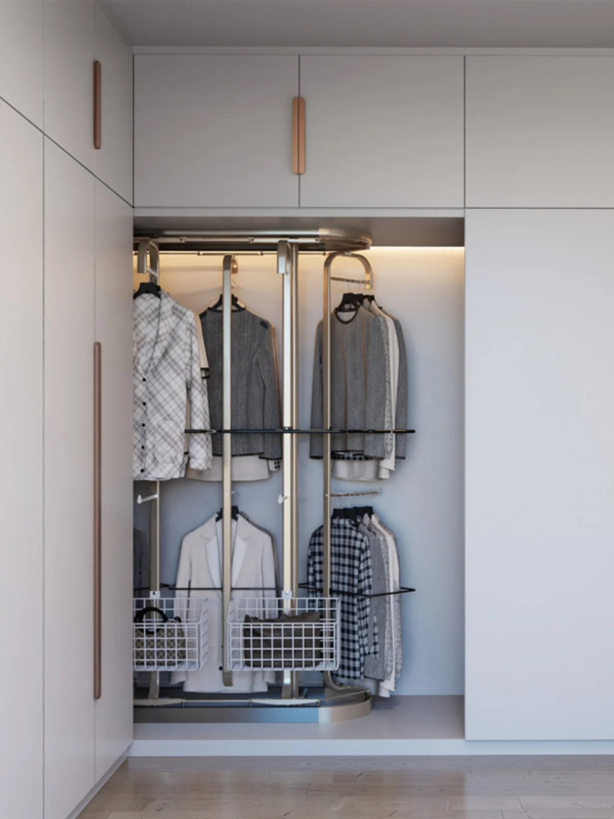 The clothes rack in the locker room is convenient to take clothes with the floor-mounted clothes rack.