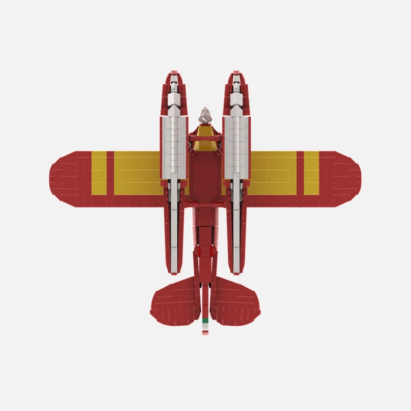 Italiaanse Macchi M.39 Fighter MOC-bouwstenen - Assemblagemodel uit de militaire serie met technische stenen DIY-montagespeelgoedset