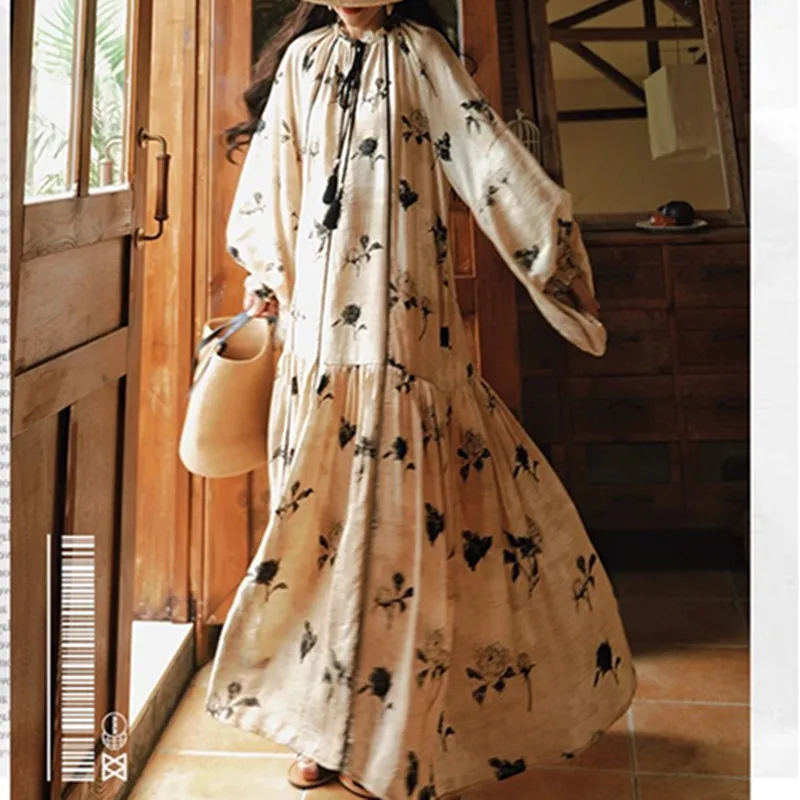 

TIYIHAILEY Spring Autumn Women Dresses Full Lantern Sleevev Printed Loose Ladies Clothing Fashion Long Maxi 2025 2pcs New
