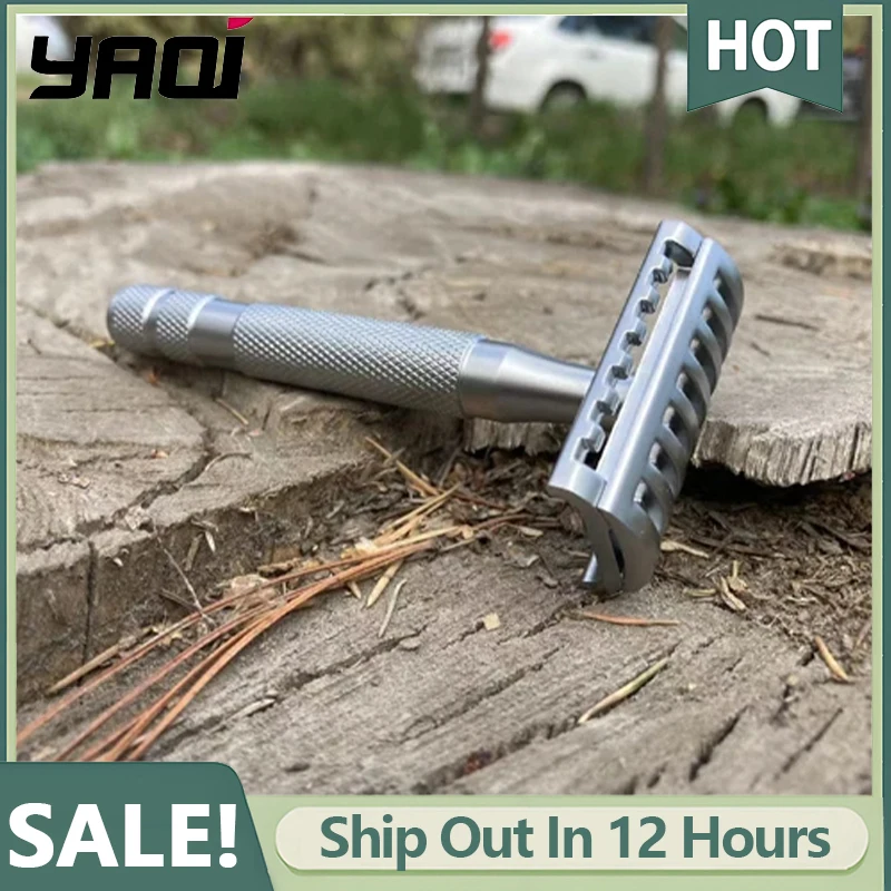 

YAQI KNIGHT-HELMET Бритвенная головка с ручкой из нержавеющей стали DE Safety Razor для мужчин DE Safety Razor Head Прочность 91 мм Длина ручки