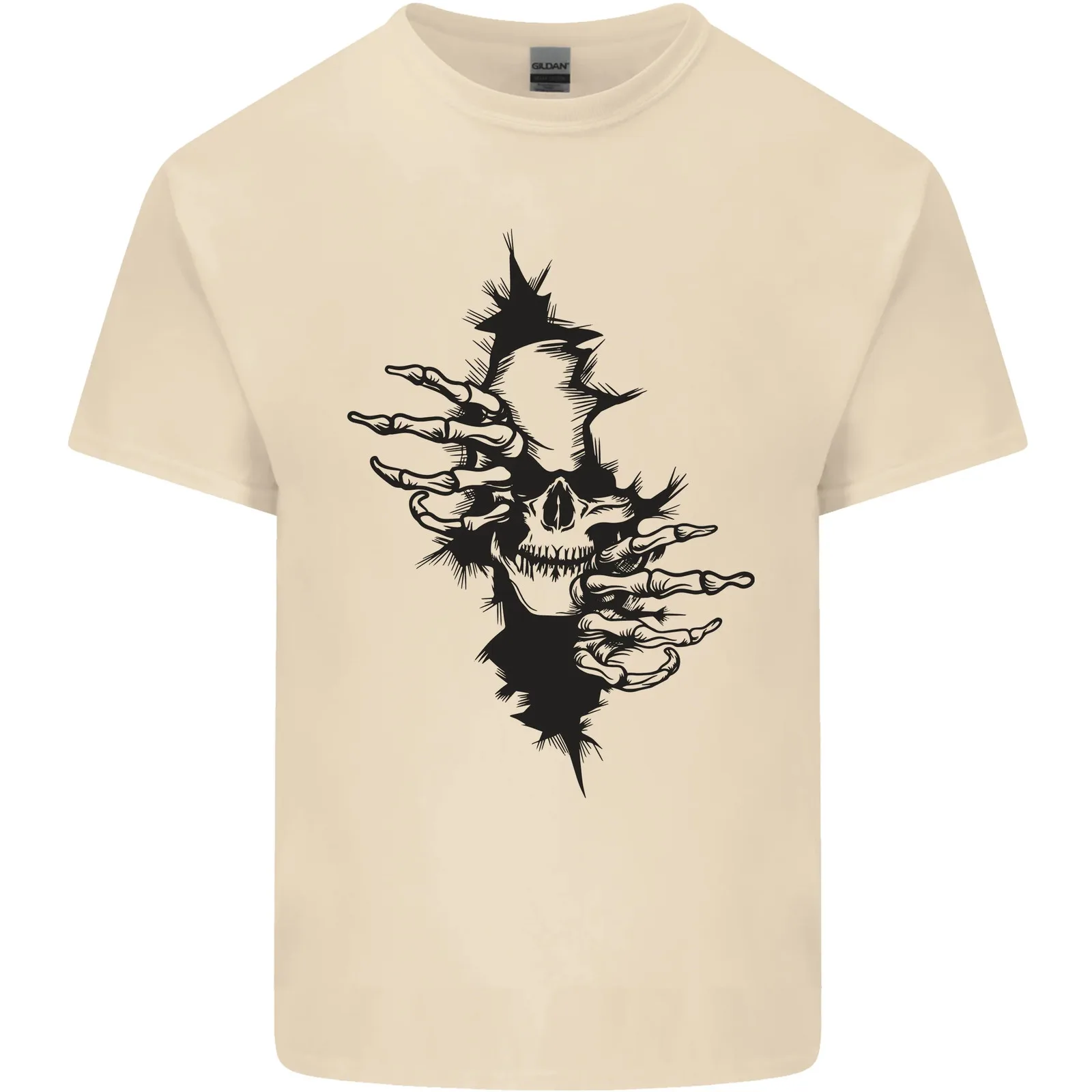 

A Skull From a Ripped Shirt Gothic Goth Biker Mens Cotton T-Shirt Tee Top